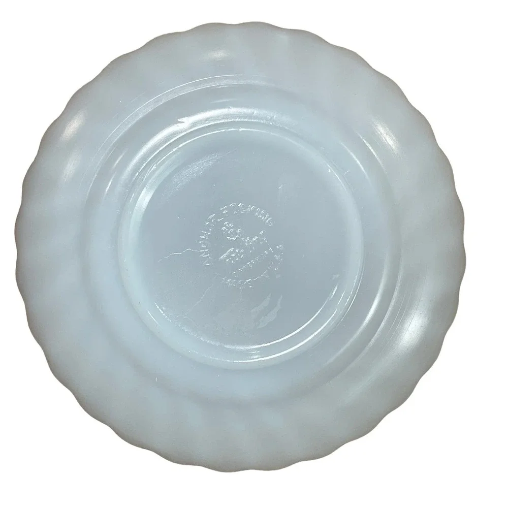 Fire King Dinnerware Swirl Salad Plates Milk Glass Gold Dessert Replacements Two